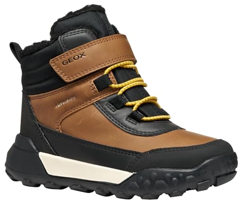 Geox J TREKKYUP Boy B ABX Ankle Boot, LT Brown/Black, 34 EU