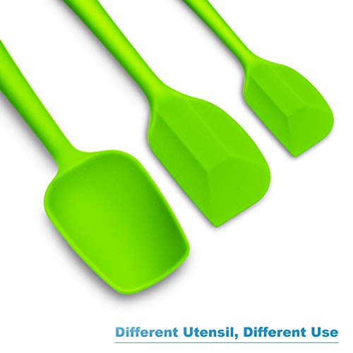 Silicone Spatula 3-Piece Set, Ergonomic Handle High Heat-Resistant Spatulas, Non-Stick Rubber Spatulas With Stainless Steel Core, Green #TOP5