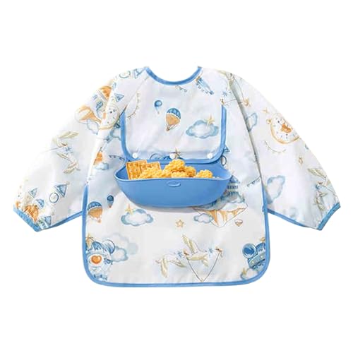 Genérico Baberos De Manga Larga Para Bebés | Babero Impermeable De Manga Completa Con Bolsillo - Para Juegos De Y Alimentación Complementaria BLW