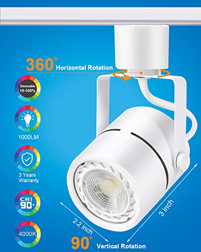Mocaoire Led Track Lighting Heads,10W 4000K Cool White H Type Track Lighting Rail Ceiling Spotlight For Accent Task Wall Art Exhibition Lighting 120V 24° Halo Type 4 Pack (White) #TOP1