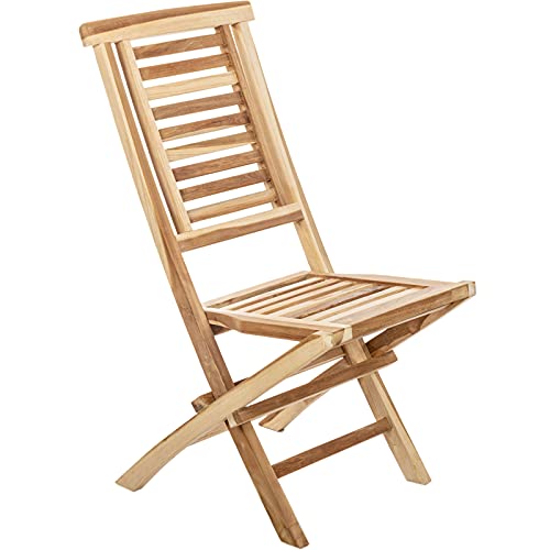 PrimeMatik - Chaise Pliante d'extérieur en Bois de Teck certifié