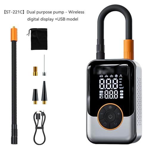 Inflador de neumáticos con pantalla digital LCD y batería inalámbrica para coche y moto 7