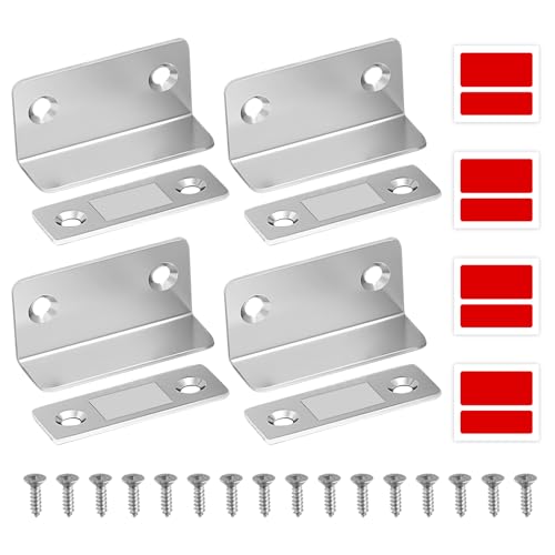 4 Stück Magnetschnäpper Selbstklebend Magnete für Türen Türmagnet Magnet Selbstklebend für Schranktüren Ultra Dünn L-Shaped Türmagnet Magnetschnäpper Kompatibel mit Schrankmagnete Türschließer
