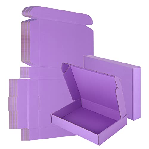 AIYUNNI 25 Pack Small Shipping Boxes Purple Corrugated Cardboard Box 11x8x2 inches，Corrugated Box for Packaging Small Business,Mailing Packing Literature Mailer,Shipping Gift Boxes