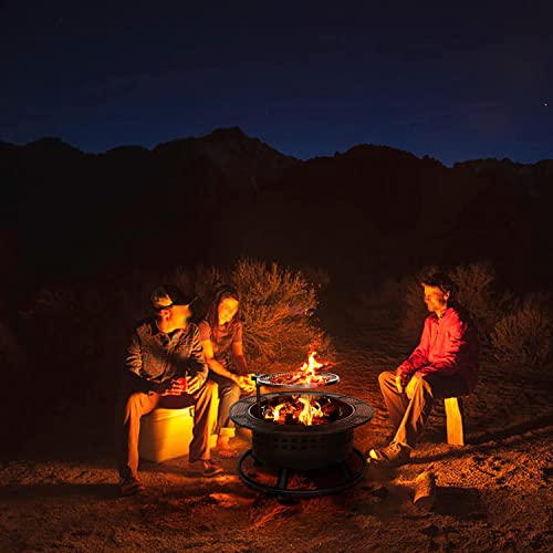 Hykolity Fire Pit With Cooking Grate, 32-Inch Outdoor Wood Burning Steel Bbq Grill Firepit Bowl With Log Grate Fire Poker For Backyard Bonfire Patio #TOP6