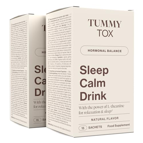 Sleep Calm Drink zur Entspannung und Schlaf mit L-Theanin, GABA, Magnesium, Vitamin B6 und Mangan - Ohne Melatonin - 30 Beutel für 1 Monat, Tummy Tox