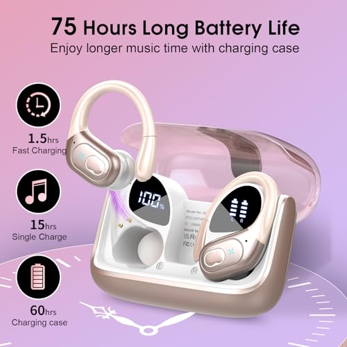 Image of AI Translation Earbuds Real Time, 164 Language Translator Earbud 3-in-1 Bluetooth 5.4 Translator Earbuds with 6 Translation Modes, 75H Translators Headphones with APP for Travel Business, Rose Gold