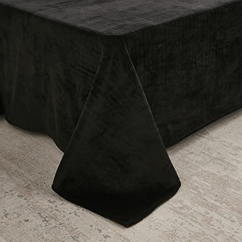 Memfydu Luxury King Bed Sheet Set With Extra Deep Pockets, Soft Micro Fleece 4 Pieces Warm Waffle Velvet Sheets Set Bedding Collection For All Seasons (King, Black) #TOP3