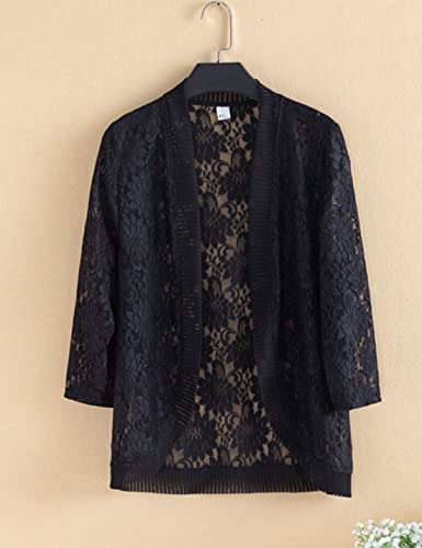 Image of Chevara Women's Casual Summer Lace Cardigan 3 /4 Sleeve Floral Crochet Cardigans Shrug Sweaters