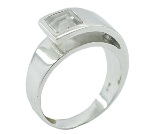 Bague quartz cristal argent massif forme poire anneau femme main