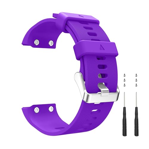 Correa Compatible con Garmin Forerunner 35/30, 22mm Silicona Pulsera para Garmin Approach S10 con 2 Destornilladores y 6 Tornillos (Morado)