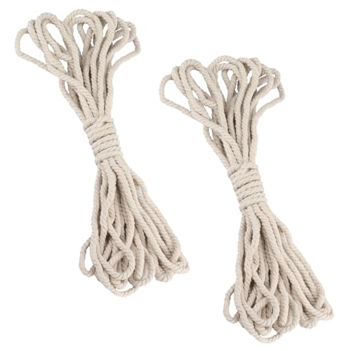 Snokay 2 Pack 10M Natural Cotton Rope, 6mm Triple-Strand Twisted Cord for Crafts, Macrame, Plant Hangers, Tug of War, Home and Outdoor Use