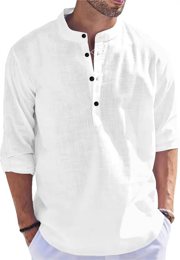 shree ravi fab Men's Cotton Kurta with Mandarin Collar, Full Sleeves, Button Placket, Regular Fit, Lightweight Breathable Fabric for Casual-picture-19