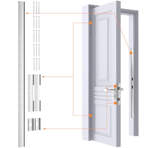 5-PCS Door Reinforcement Set for Jamb,Frame & Hinges Door Lock Security,Door Jamb Reinforcement Set,Anti Door Kick in Heavy Duty Striker Plate Kit,Tamper/Corrosion Proof Door Jamb Repair Kit (Silvery)