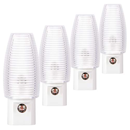 Emotionlite Plug in Night Light, Neutral White LED Nightlight, Dusk to Dawn Sensor, Kids, Nursery, Bedroom, Bathroom,Hallway, Stairs, Kitchen, 4 Pack