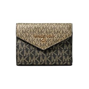 Michael Kors womens Jet Set Charm Medium Envelope Trifold wallets Black/Gold One Size