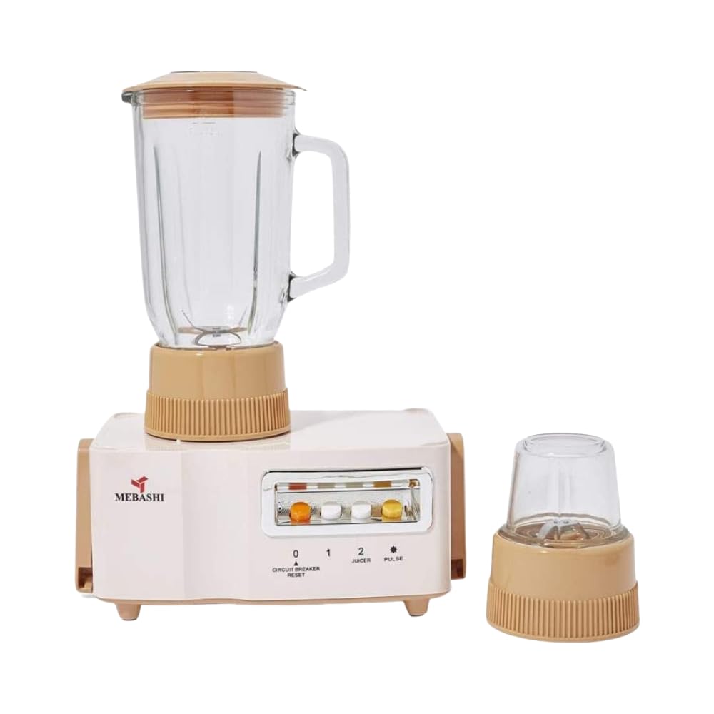 MEBASHI 3-in-1 Juicer Blender, 1.25 L, Orange, Wide Fruit Chute, Overheat Protection(ME-JB176P)