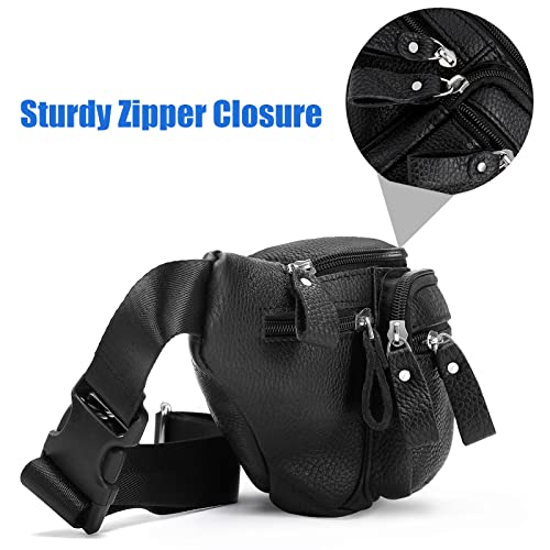 OrrinSports Leather Waist Bag Multiple Pockets Fanny Pack for Women Men Daily Life and Travel Outdoor - Image 5
