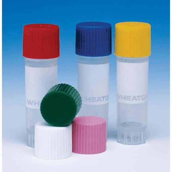Cryogenic Vials, Autoclave, Polypropylene, External Thread, Flat Bottom, White Cap, 2 mL: 500/Cs