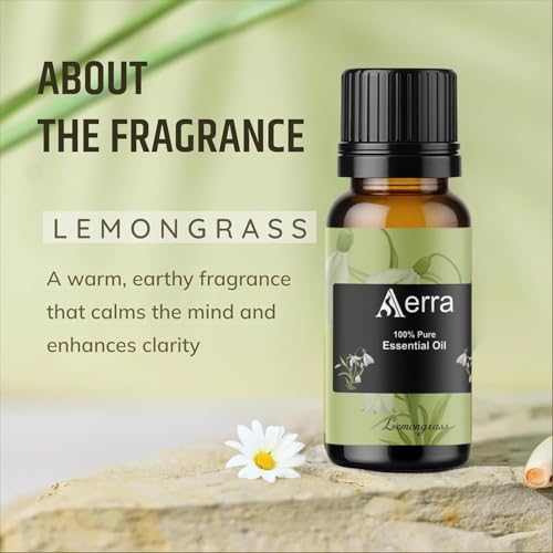 Image of Aerra Lemongrass Essential Oil 15ml | Diffuser 100% pure steam-distilled. Triple-tested purity. Amber glass + dropper. Soft floral aroma. Diffuser, aroma lamp, skin & hair. Potpourri. Vegan. Daily use.