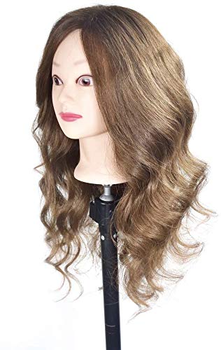 20"-22" Training Head 100% Real Human Hair Cosmetology Hairdressing Mannequin Manikin Doll Head (Table Clamp Holder Included) - Thumbnail 3