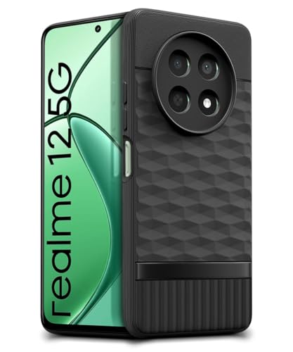 Image of WOW IMAGINE Back Cover for Realme 13 5G | Realme 12 5G | 12X 5G | Narzo 70x 5G | C65 5G | N65 with Hexa Cube Design | Ultra Slim Soft Case | Inner Velvet Fabric | Silicone Flexible Mobile Case - Black