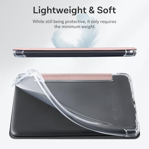 Image of CoBak Case for 6 inch Kindle 11th Gen (2024 and 2022 Release) - Ultra Slim Transparent Clear TPU Back Shell Protective Cover with Auto Wake /Sleep for Kindle 11th Generation 2024 Release, Rosegold