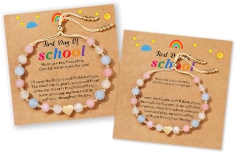 2Pcs Matching Bracelets for Mother Daughter, Beaded Heart Bracelet Crystal Jewelry image 5