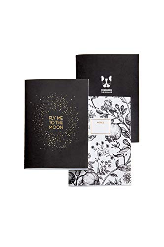 MIQUELRIUS 1348 - Pack 3 Cuadernos Cosidos A6, tapa blanda, 30 Hojas Punteadas Golden Black