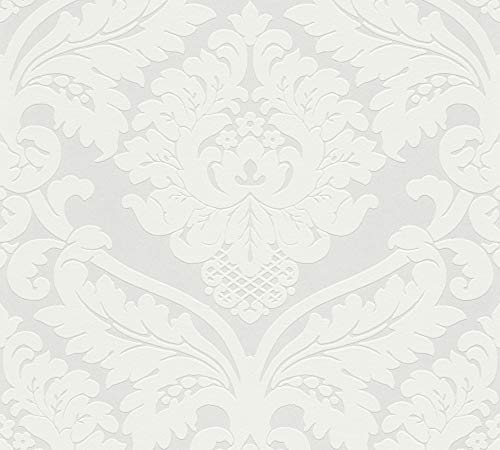 Livingwalls 554338 Vliestapete Flock, Mustertapete, barock, weiß - 2