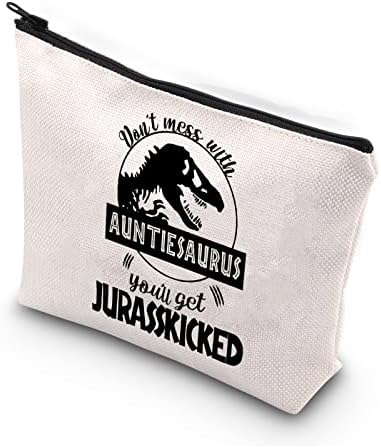 Aunt Makeup Bag Aunt Gifts from Niece Nephew Don’t Mess with Auntiesaurus You’ll Get Jurasskicked BAE Travel Pouch (Mess with Auntiesaurus U)