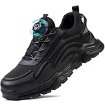 GUSAYEX Steel Toe Cap Trainers Mens Lightweight Safety Trainers Breathable Safety Shoes Men Swivel Buckle Shoelaces Work Trainer Comfortable Puncture Proof Steel Toe Shoes Industrial Work Footwear