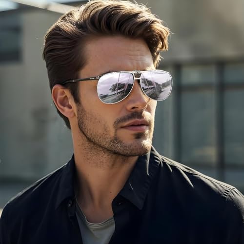 Image of Trysee Polarized Clip on Sunglasses Over Prescription Glasses Aviator Style UV400 Protection Flip Up TS-CO-013
