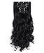 OneDor 20" Curly Full Head Clip in on Synthetic Hair Extensions 7pcs 140g (1B-Off Black)
