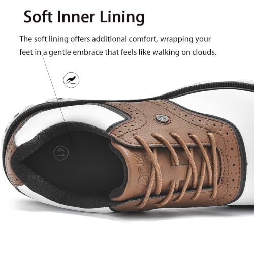 Image of Mens Golf Shoes Traditions Waterproof with Fixed Spikeless Sole Professional