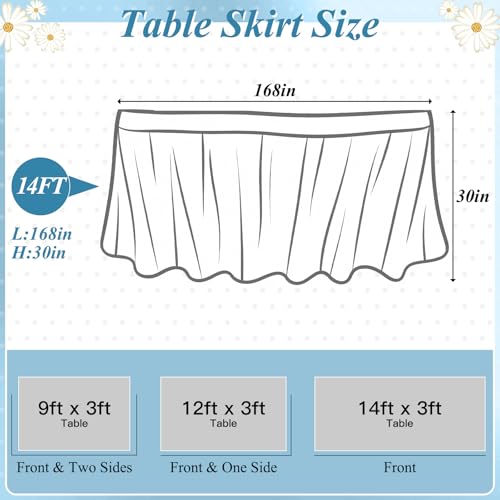 Image of 14FT Black Base White Polka Dots Table Skirt Ruffle Teacher Desk Skirt for Classroom Table Cover Skirts for Kidney Shaped Desk Back to School Party Decorations Kindergarten Office Bookcase Cabinet
