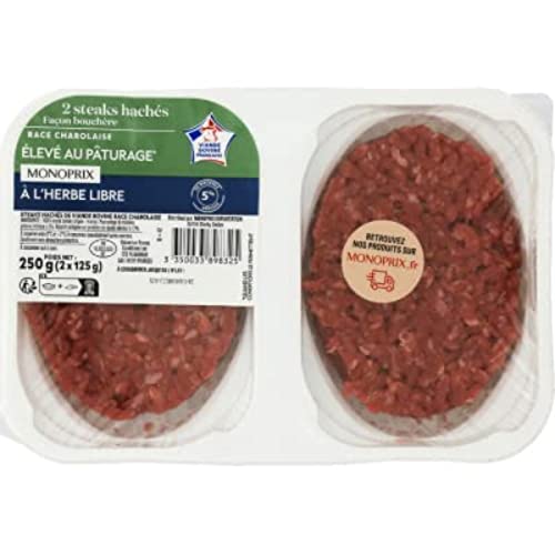Monoprix Steak haché de boeuf facon bouchère 5% mat. gr. - La barquette de 2, 250 g