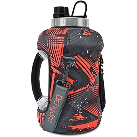 DR.HYDRO 3.2L Gallon Water Bottle with Insulated Storage Sleeve with Straw and Silicon Handle- BPA Free Large Water Bottle/100 oz water jug with Straw, reusable gallon jug perfect for Gym Cover