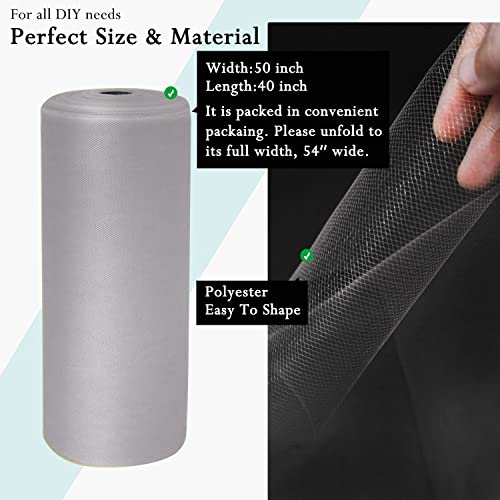 Image of Gray Tulle Fabric Rolls 54 Inch by 40 Yards Tulle Bolt Spool for Wedding Decorations DIY Tutu Baby Shower Table Skirt Ceiling Decor Birthday Party Craft Supplies