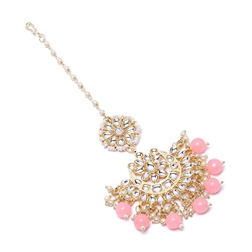 Gold-Plated Maang Tikka with Meenakari Design