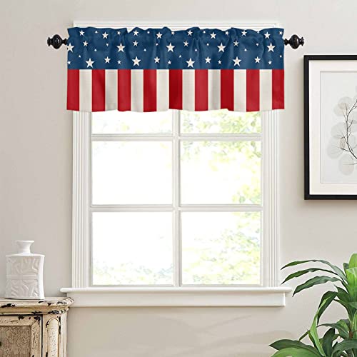 Valances For Windows July 4Th Independence Day Star Kitchen Valances For Windows Decorative Rod Pocket Short Window Valance Curtains,Semi Sheer Valance For Kitchen Bathroom 54" X18" #TOP2