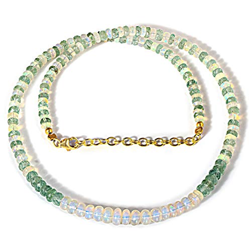 Collier de perles facettées en kyanite verte et opale de feu Welo haut de gamme