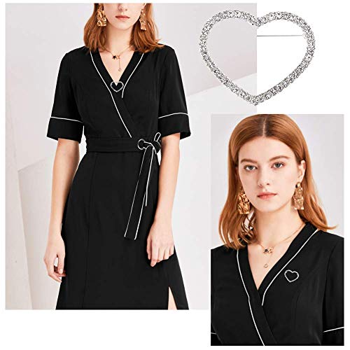 Joyci 2Piece Round Brooch Fully-Jewelled Cardigan Shawl Pins Fashion Sweater Scarves Lapel Pin European Type Breastpin (C Heart) #TOP2