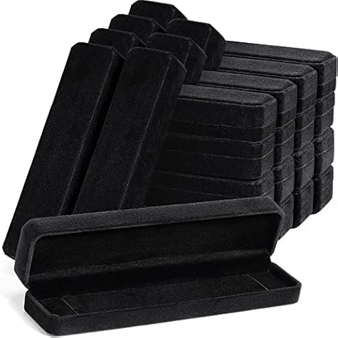 24 Pieces Velvet Bracelet Box Set Long Jewelry Box Black Necklace Boxes Storage Chain Gift Box Luxury Pendant Display Case for Wedding Engagement Christmas Anniversaries Birthday Gift Wrapping Cover