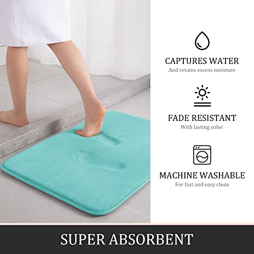 Image of YIHOUSE Bathroom Rug Sets 3 Piece, Memory Foam Bath Mat, Non Slip Super Absorbent Soft Bathroom Mats, Machine Washable Bathroom Floor Mats Sets for Sink,Tub, Shower and Toilet,Teal