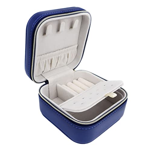 BareTulip Travel Small Portable Mini Jewelry Case for collection Rings Necklaces Earrings and Lipstick Blue