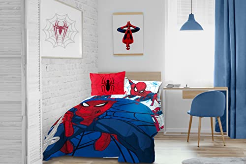 Image of Marvel Spiderman Twin Comforter Set 5 Piece Kids Bedding for Boys, Blue