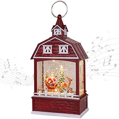 Image of Eldnacele Santa Claus Red Musical Snow Globe Lantern with 6H Timer