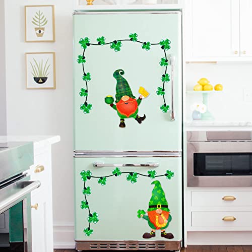 Image of 30PCS St Patricks Day Car Refrigerator Decorations - Reflective Shamrock Gnome Magnets Decor Saint Patty's Cute Party Ornaments Green Accessories