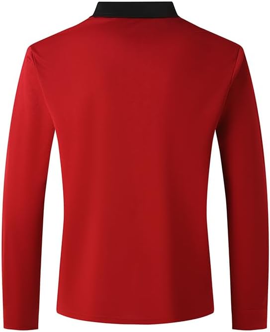 Men's Long Sleeve Polo Shirt Casual Zip Polo Shirt Classic Collared Golf Shirt with Pocket - Image 4